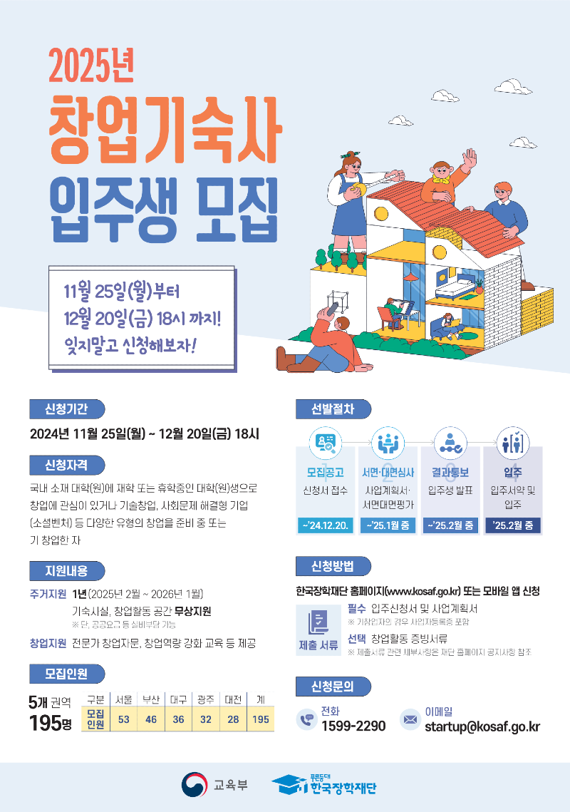 붙임 1. 2025년 한국장학재단 창업기숙사 입주생 모집 포스터(최종)_1.png